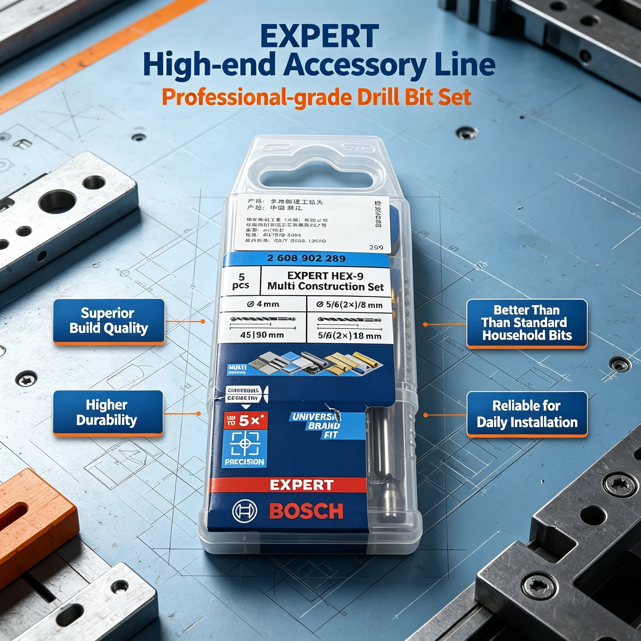 Drill Bit Set - BOSCH 2608902289 EXPERT HEX-9 Juego de
